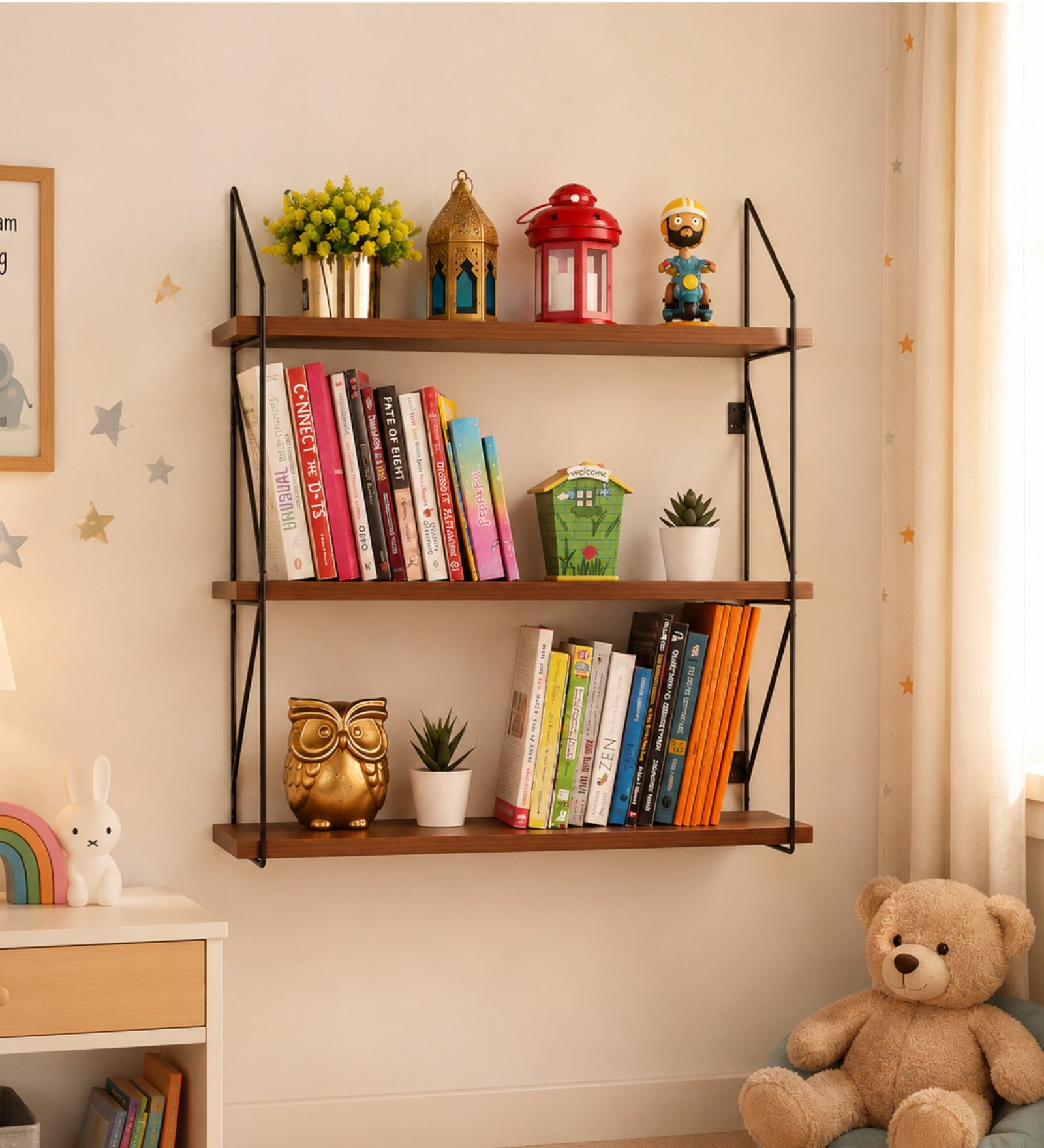 Metal Frame Bookshelf - Industrial-Style Wood & Metal - additional angle 3