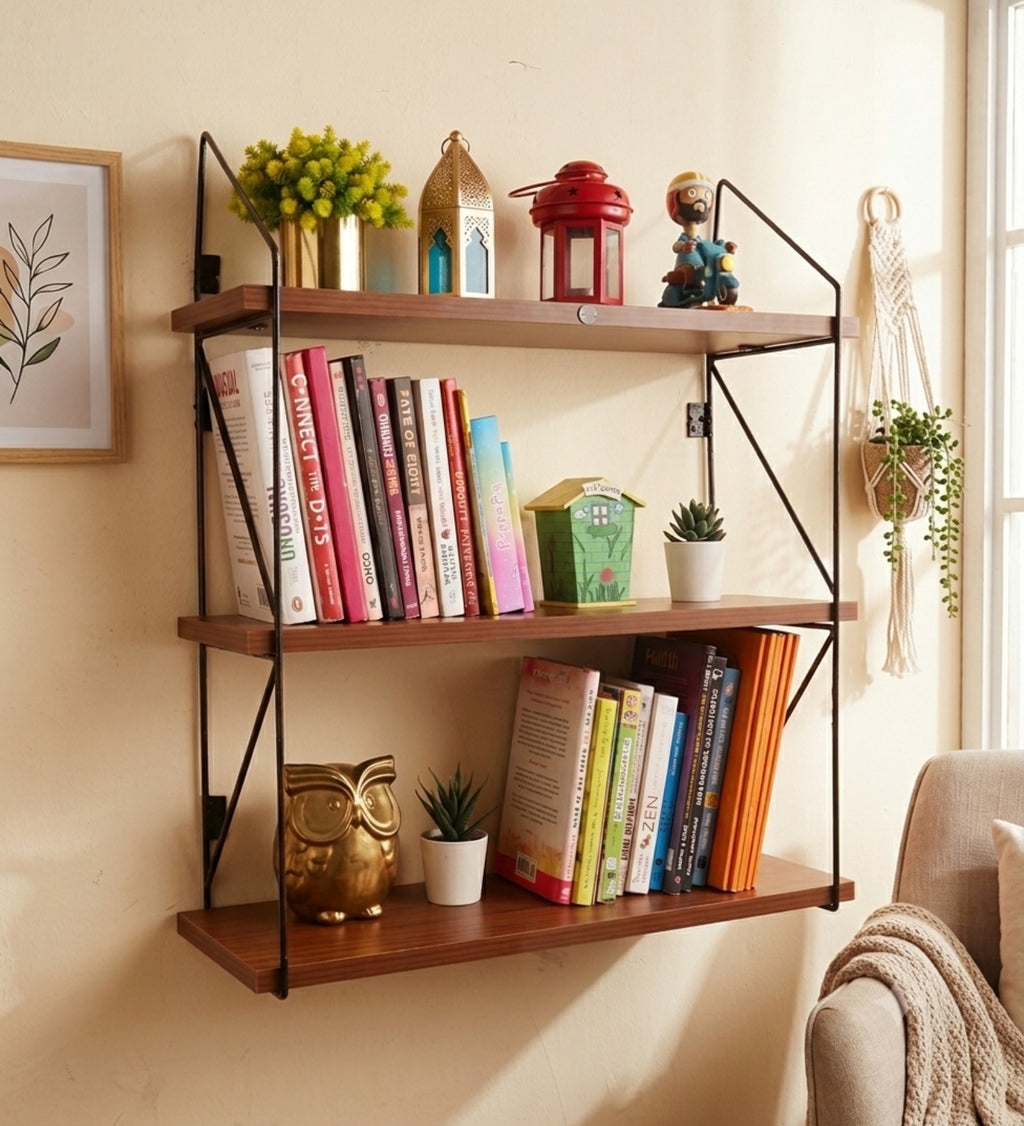 Metal Frame Bookshelf - Industrial-Style Wood & Metal