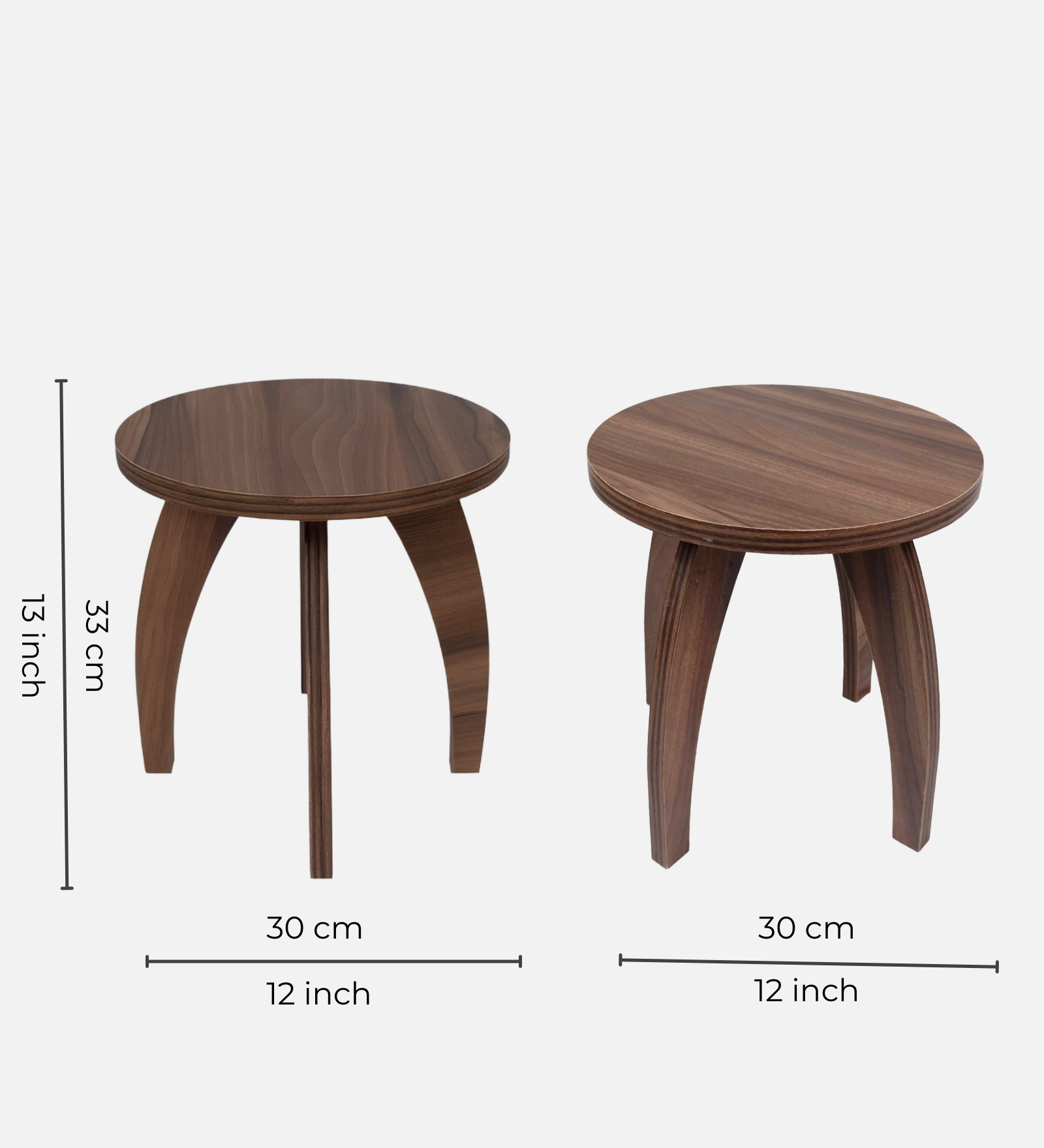 RayTrees Four Leg Round Table/Stool | Walnut Finish