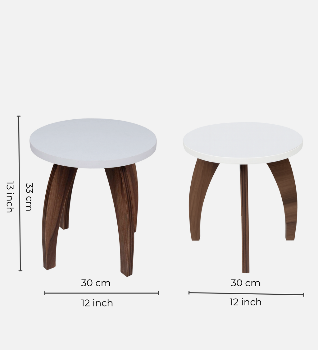 RayTrees Four Leg Round Table/Stool | White Finish