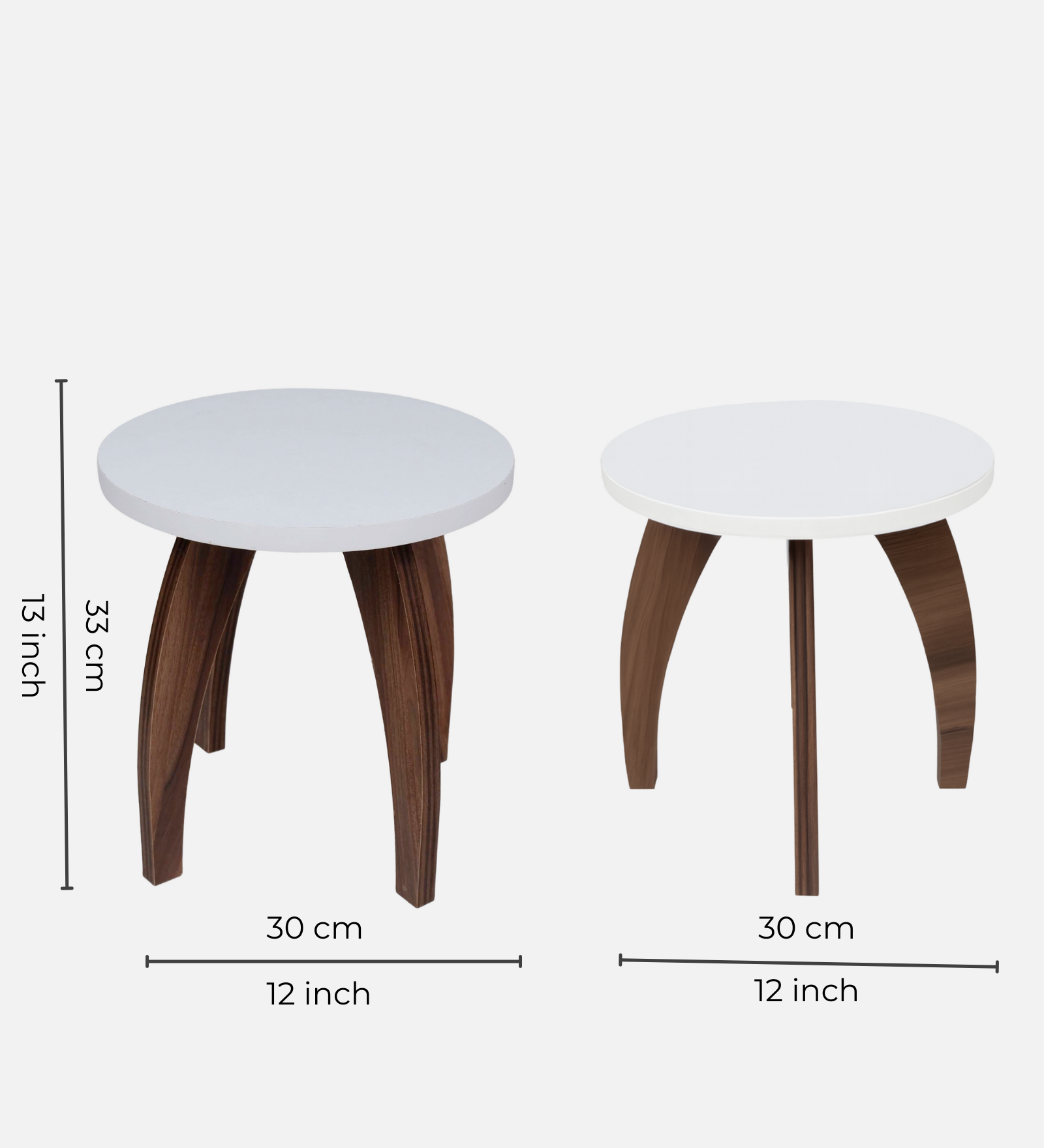 RayTrees Four Leg Round Table/Stool | White Finish