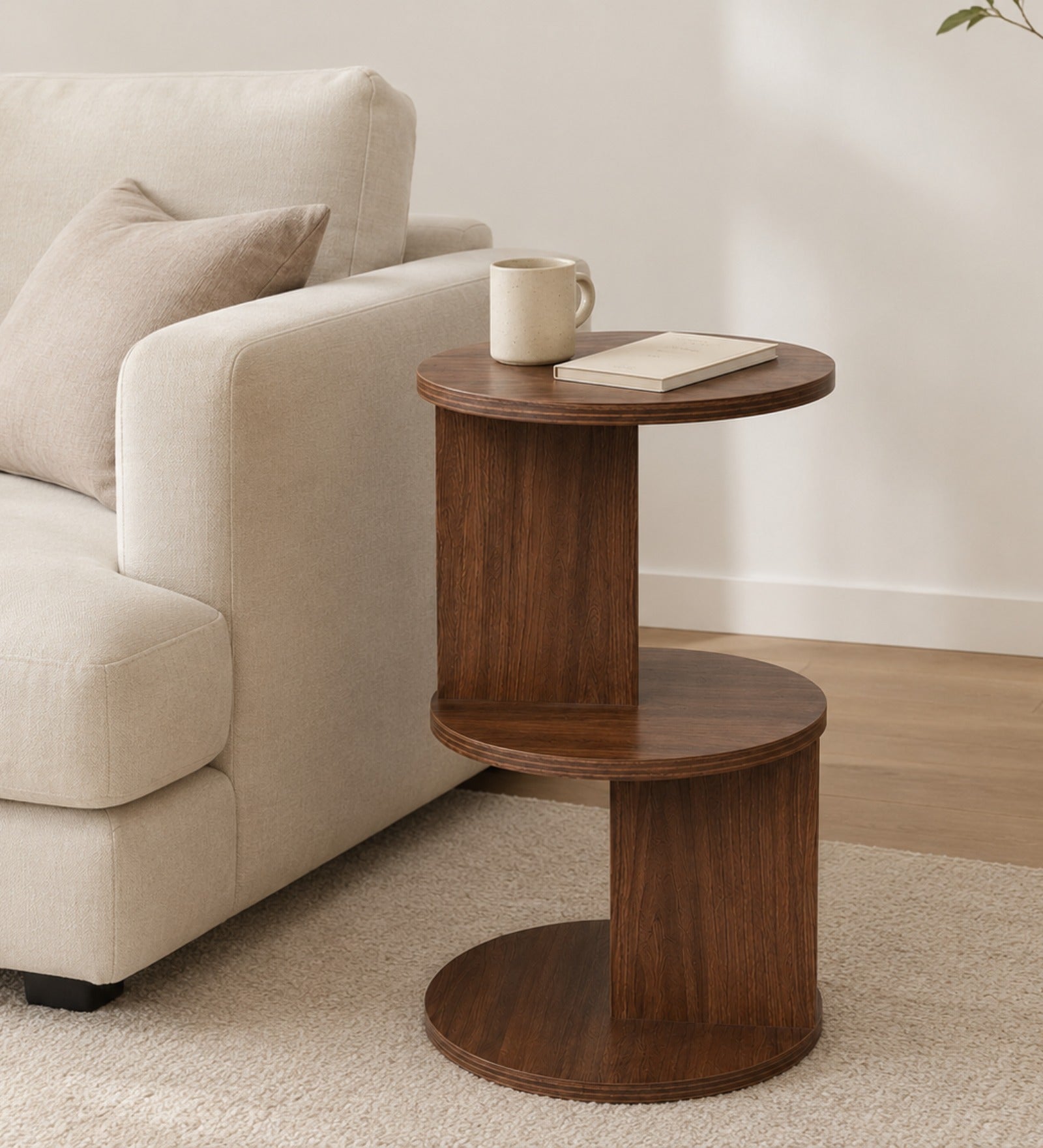 RayTrees Round Table | Walnut Finish Side Table