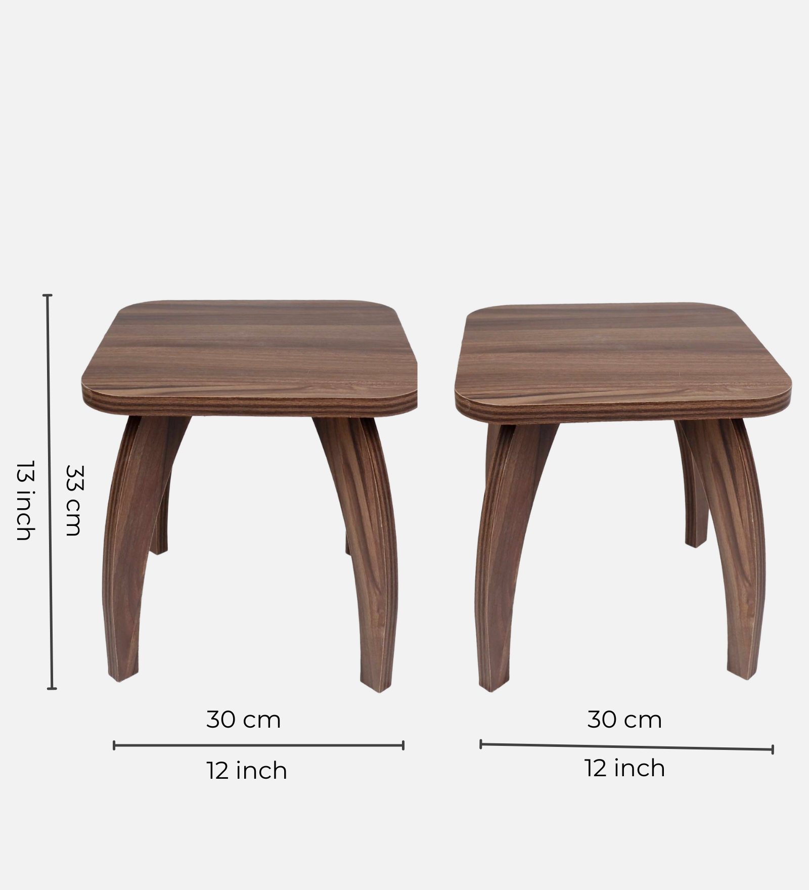 RayTrees Four Leg Square Table/Stool | Walnut Finish