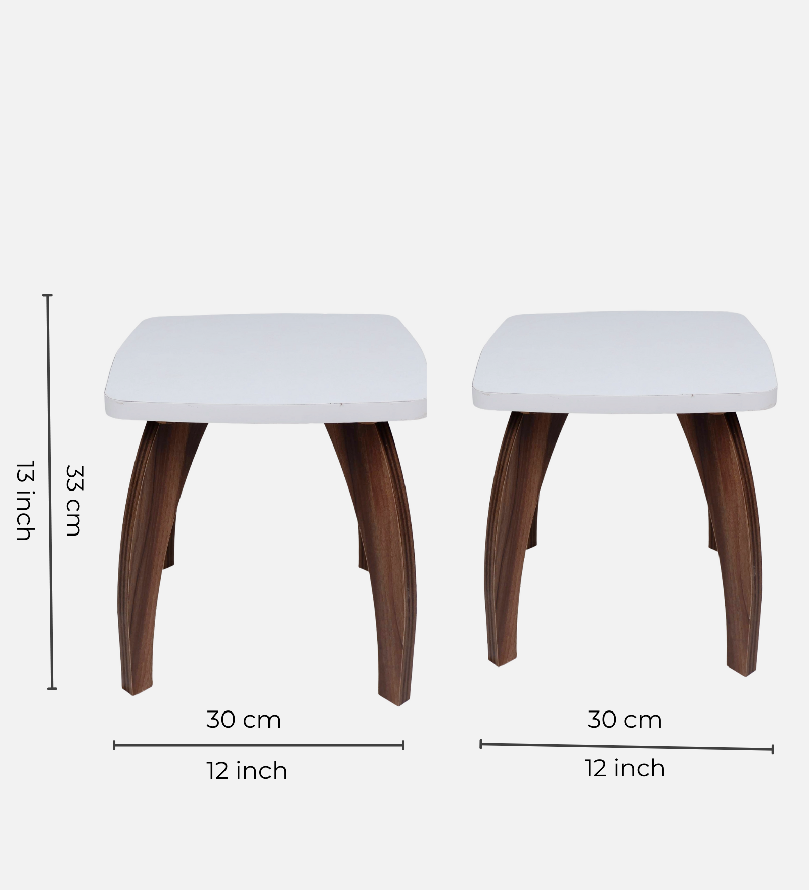 RayTrees Four Leg Square Table/Stool | White Finish