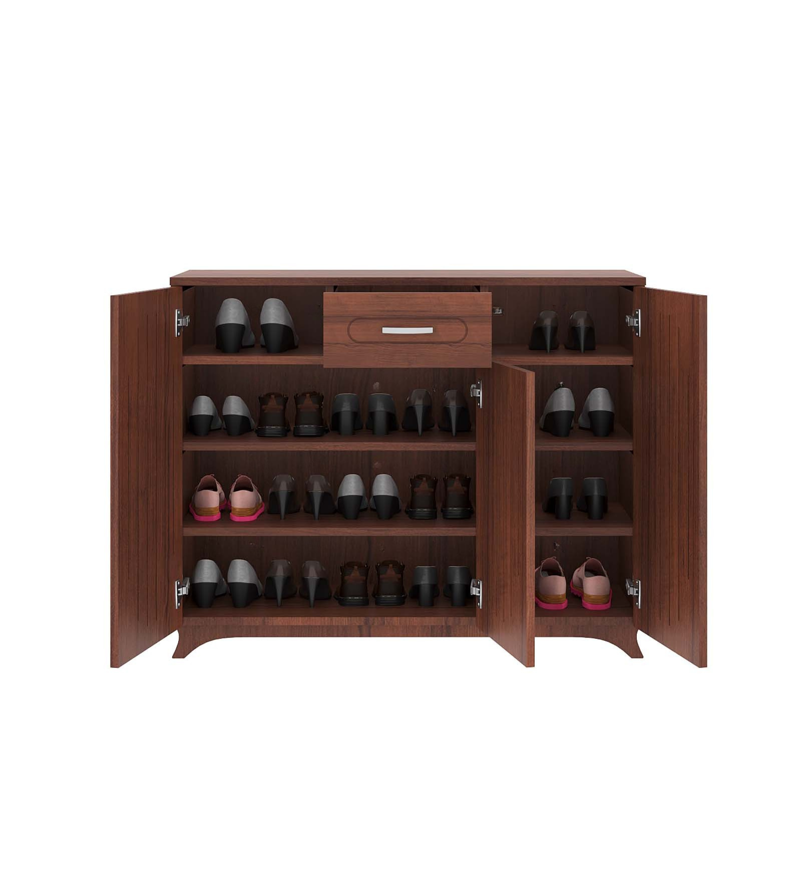 Novo Shoe Rack - Walnut Finish Entryway Storage - additional angle 4