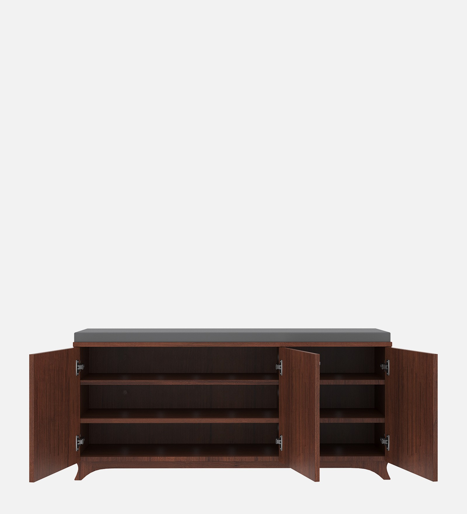 Gladiolus Three Door Shoe Racks in Walnut Colour with Seating - additional angle 7