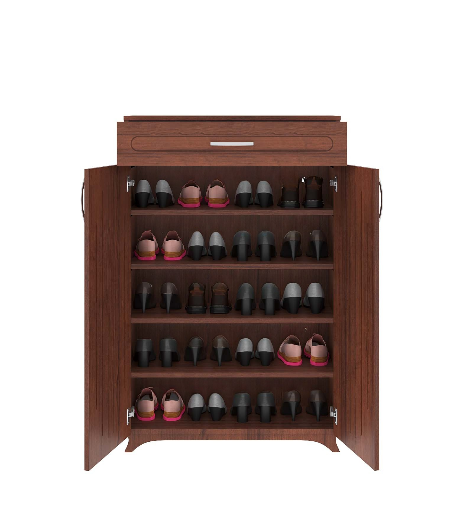 Pipevine Shoe Rack with Drawer - Walnut Finish - additional angle 6