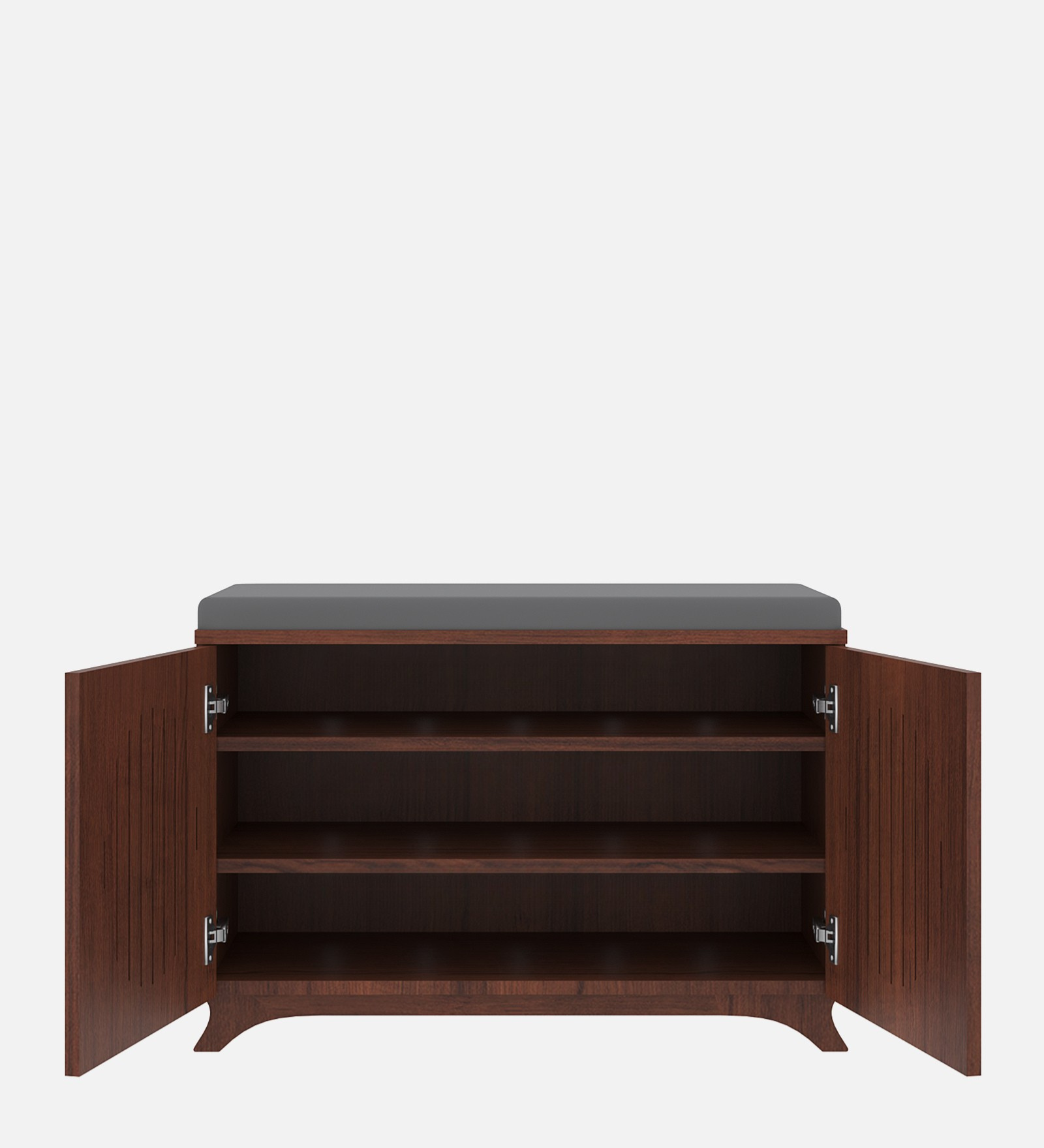 Clove 2 Door Shoe Rack with Seating - Walnut Finish - additional angle 7