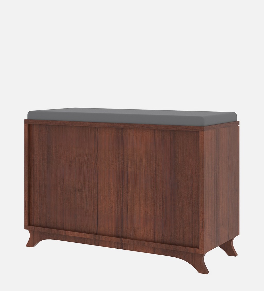 Clove 2 Door Shoe Rack with Seating - Walnut Finish - additional angle 5