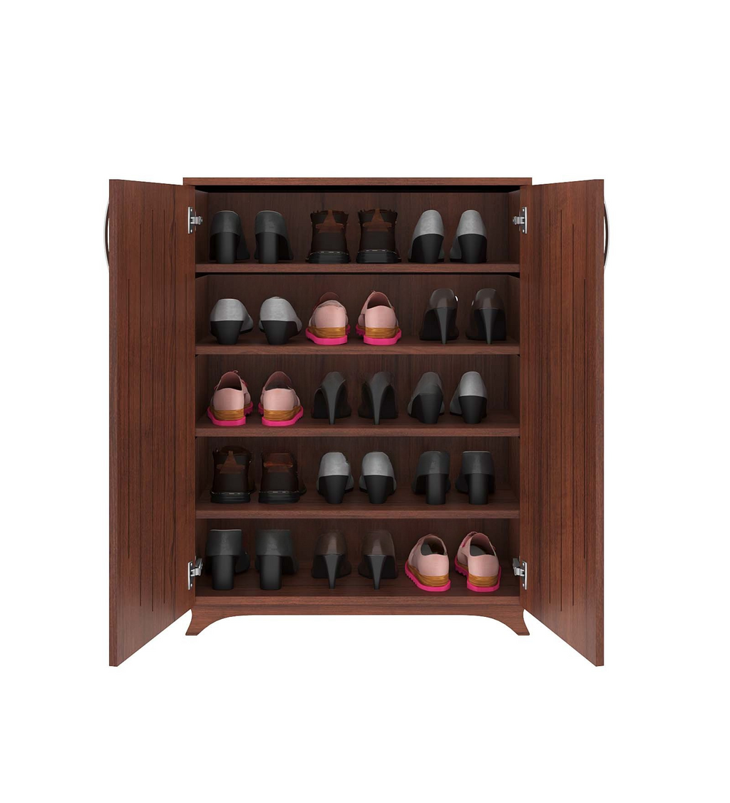 Alvo Tilt-Out Shoe Rack - Walnut Finish - additional angle 5