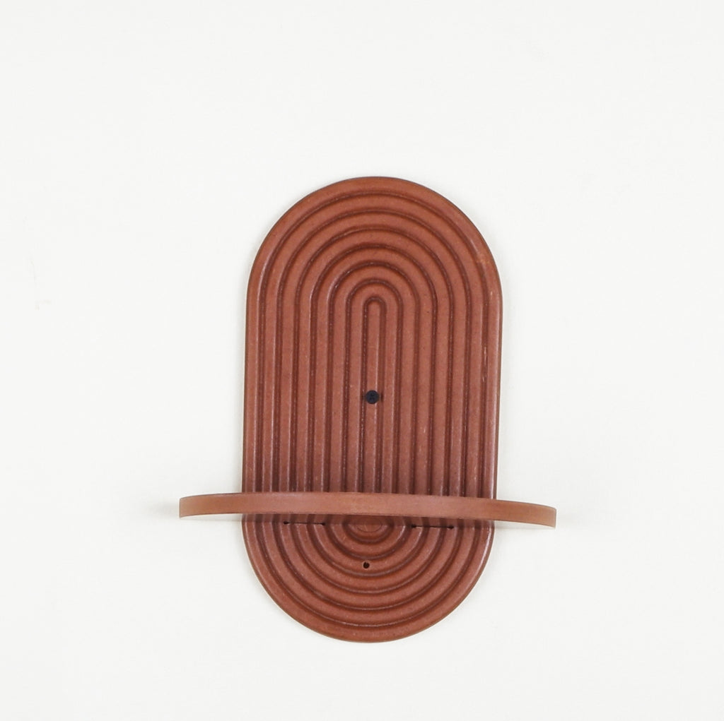 Carved Wall Shelf - Walnut Finish - additional angle 2