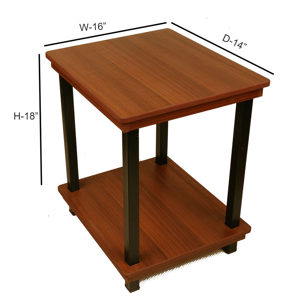 Valeria End Table - Walnut Finish Side Table - dimension/size chart