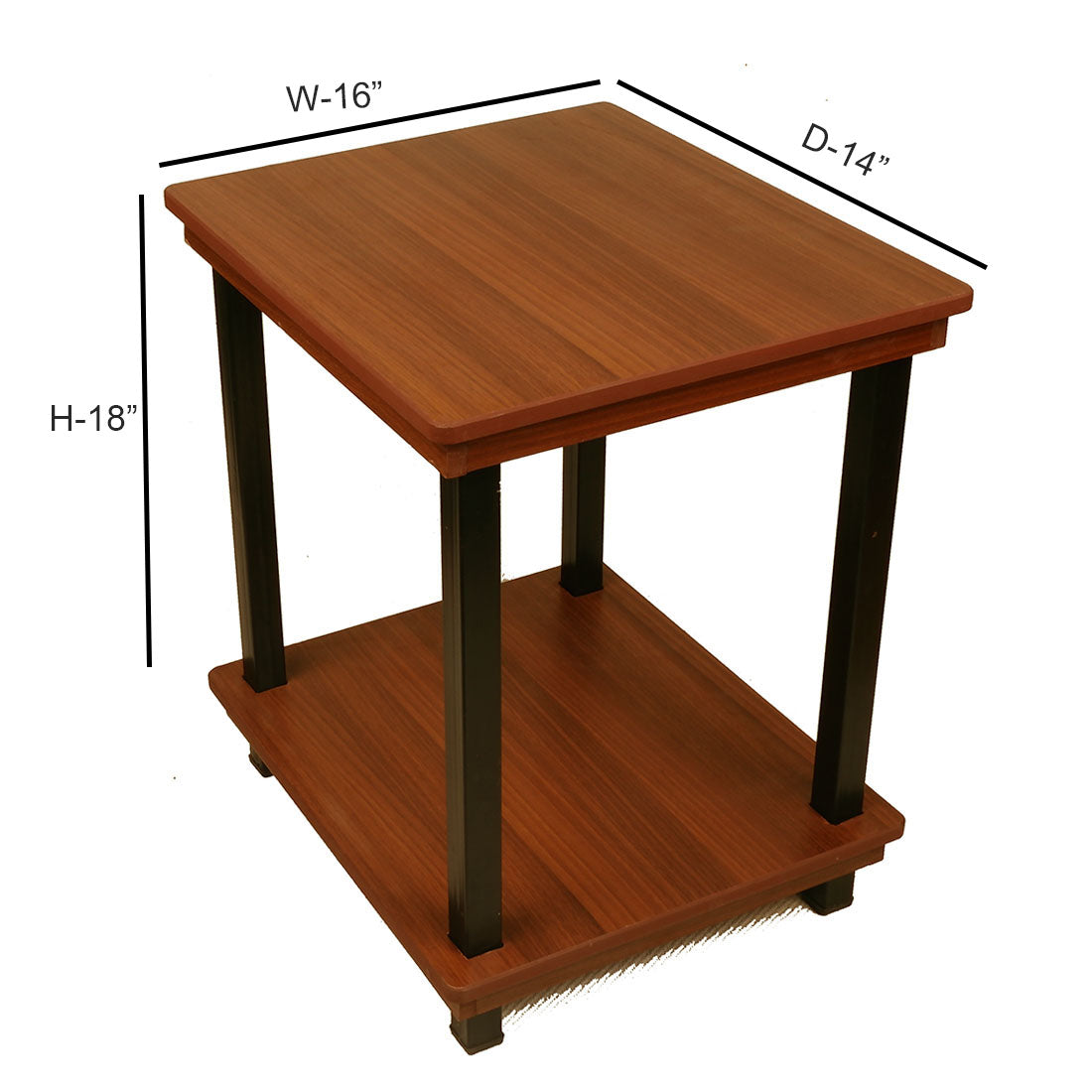 Valeria End Table - Walnut Finish Side Table - dimension/size chart