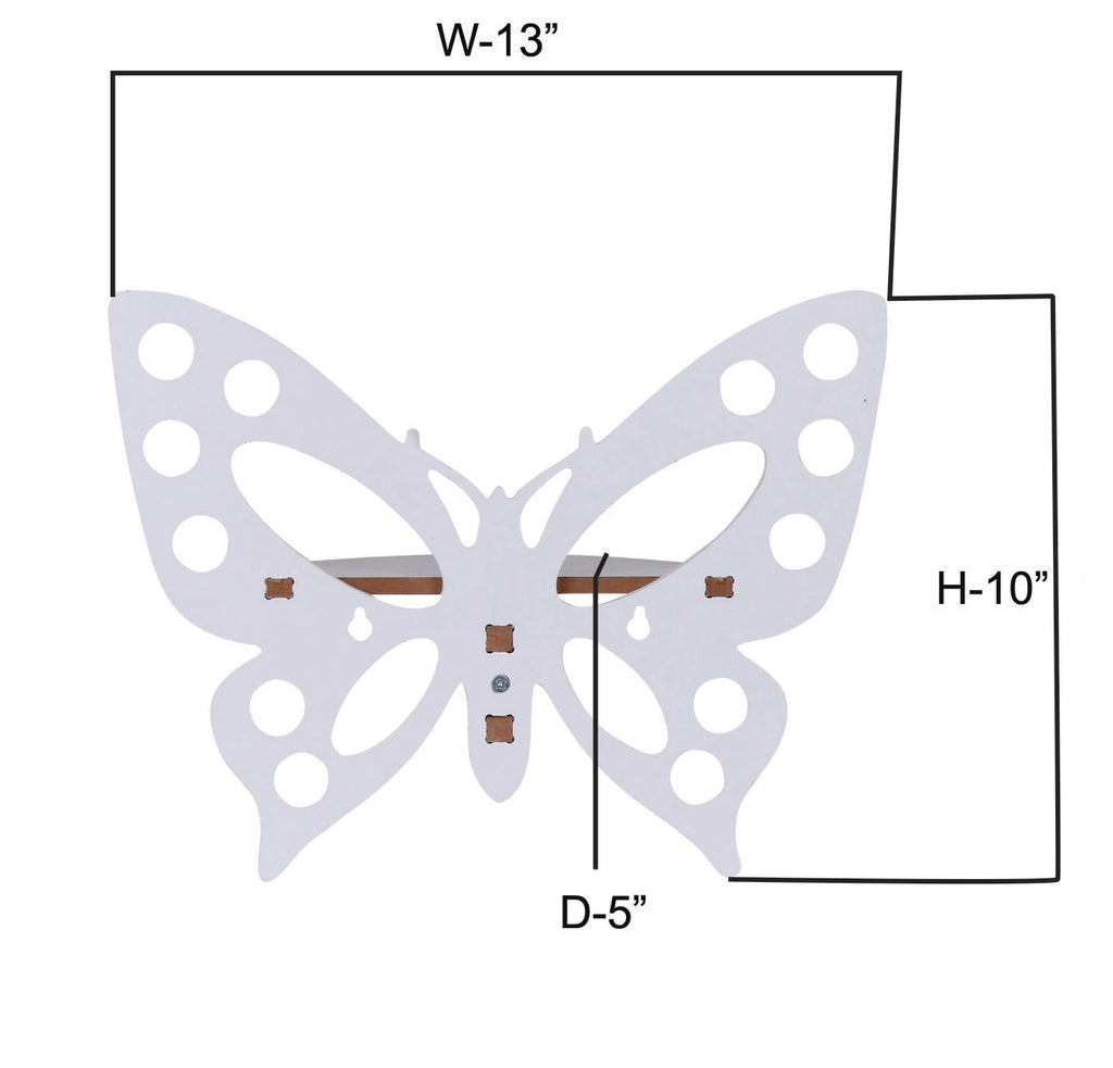 Butterfly Wall Shelf Set of Two - White Finish - dimension/size chart