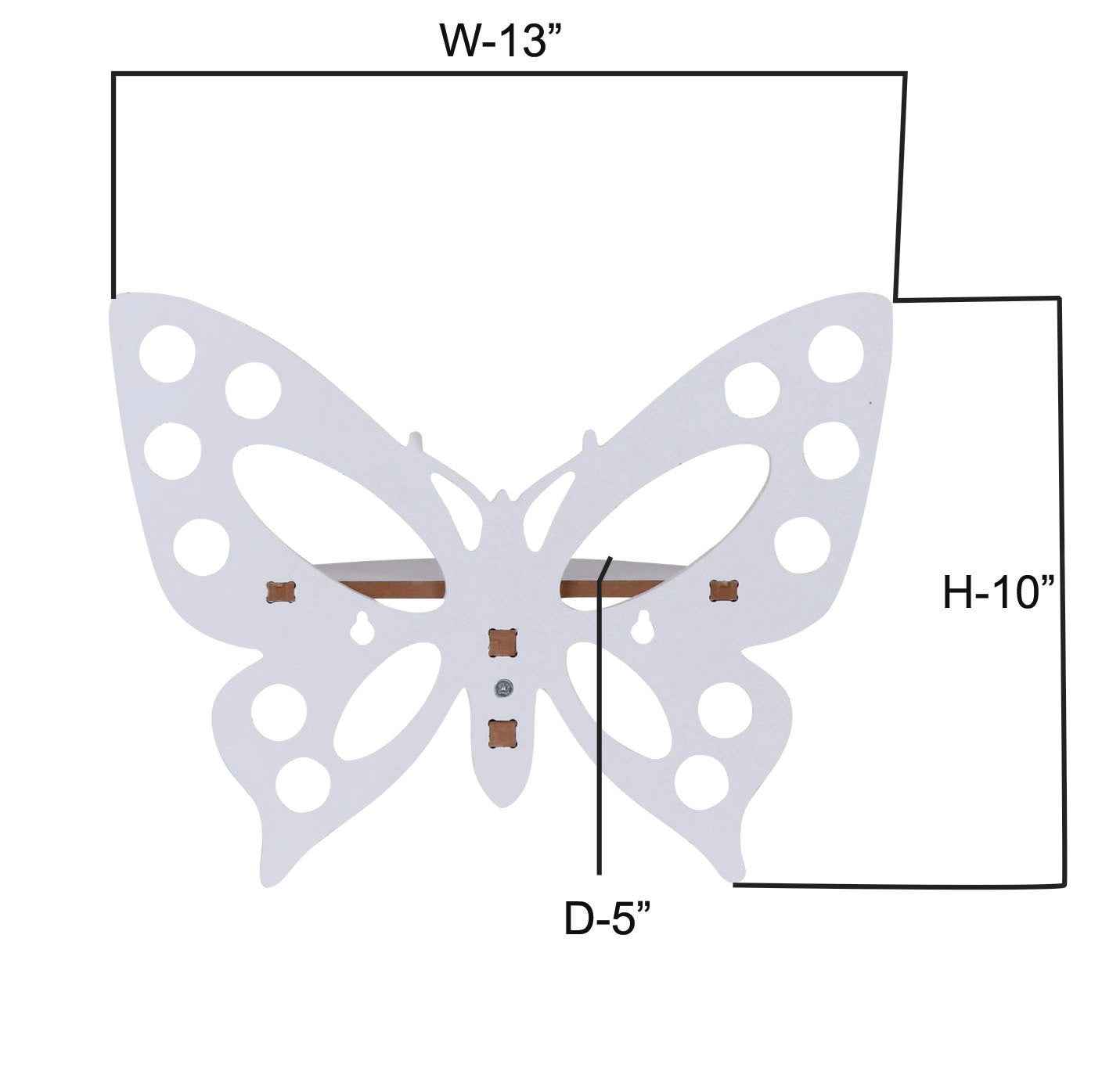 Butterfly Wall Shelf Set of Two - White Finish - dimension/size chart