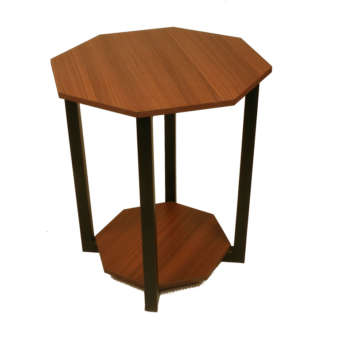 Octagonal End Table - Teak Finish Magazine Table - additional angle 2