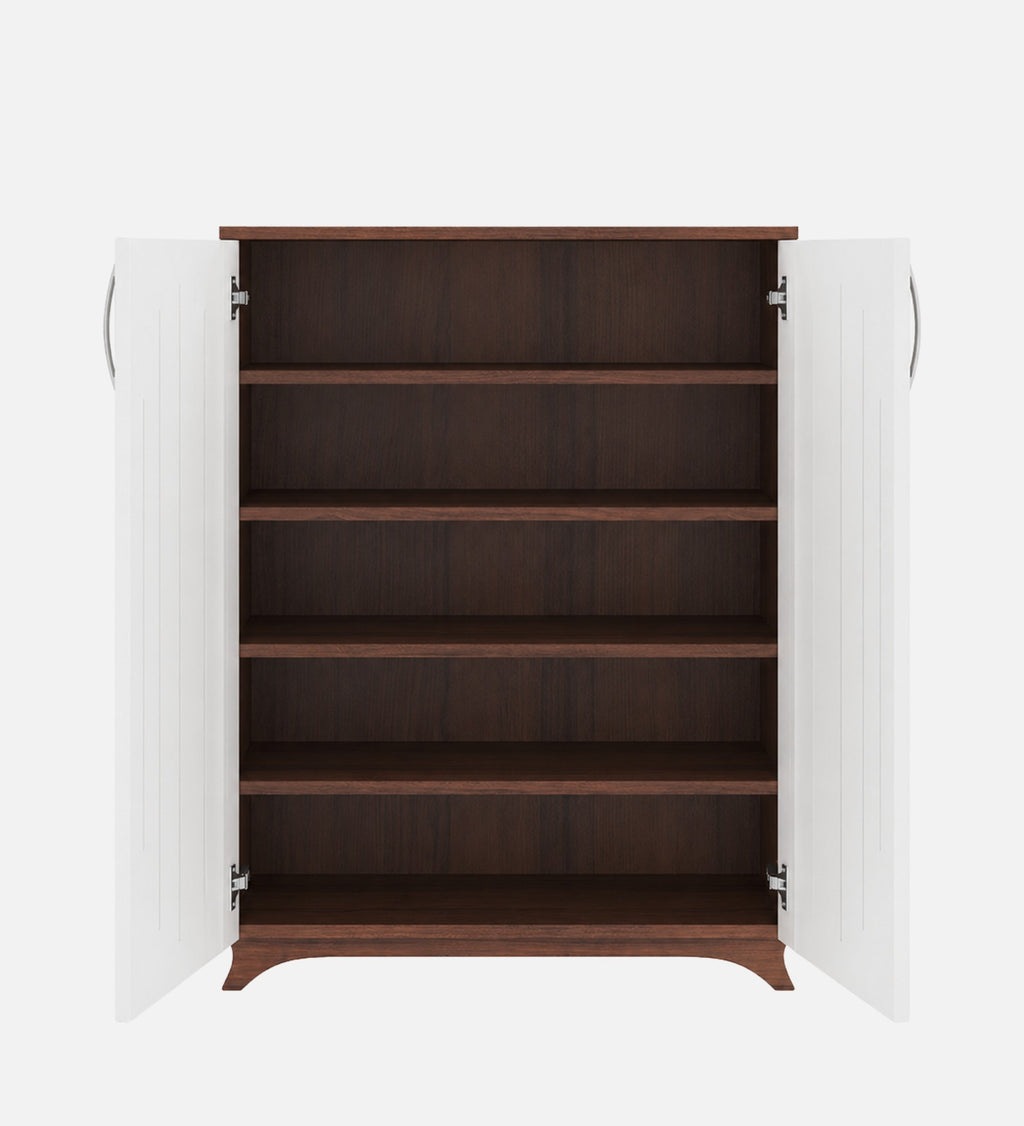 RayTrees Alvo Tilt-Out Shoe Rack | Walnut &amp; White
