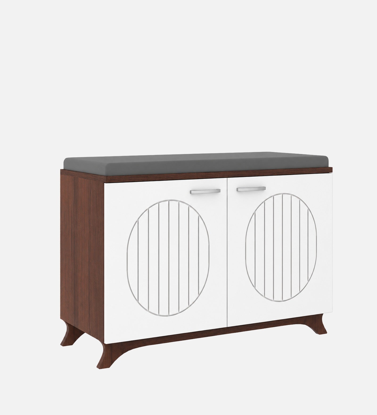 RayTrees Clove 2 Door Shoe Rack with Seating | Walnut &amp; White