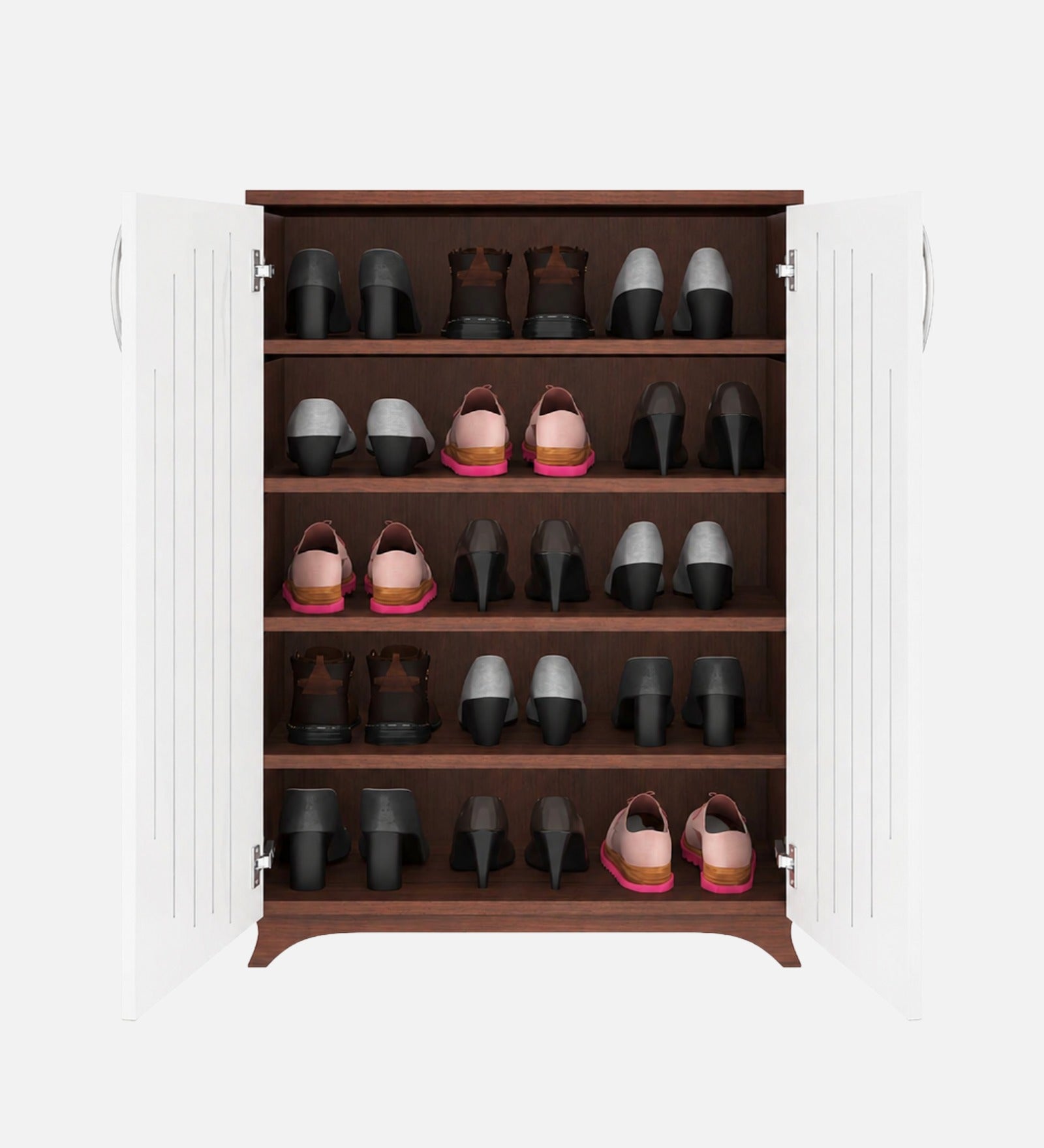 RayTrees Alvo Tilt-Out Shoe Rack | Walnut &amp; White
