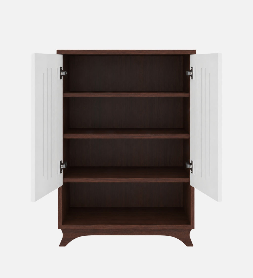 RayTrees Metro Shoe Rack with Open Shelf | Walnut &amp; White