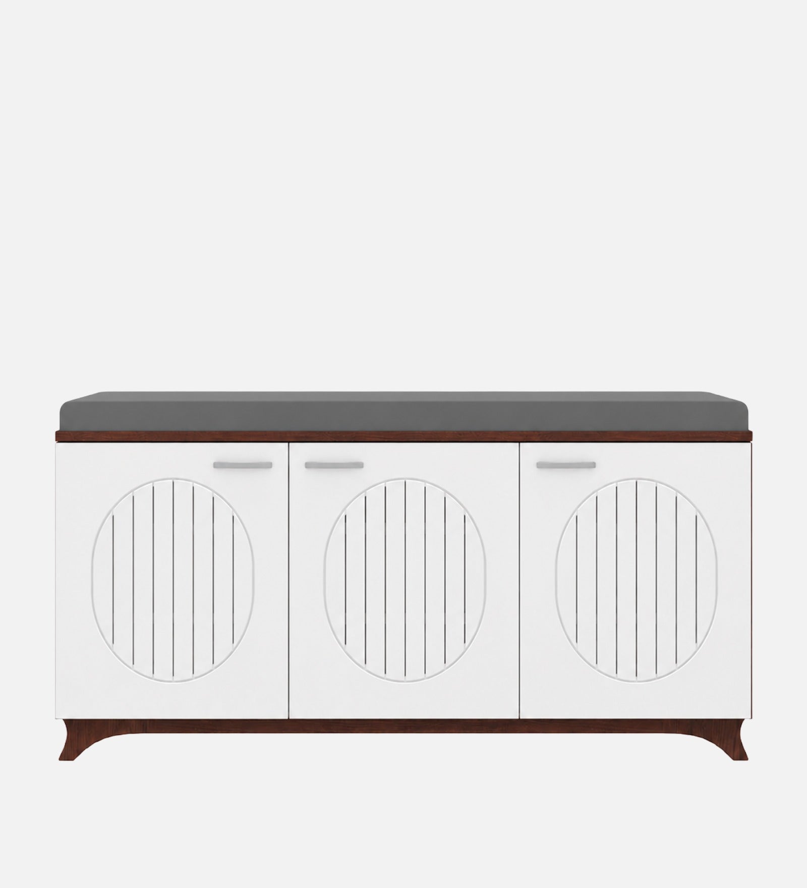 RayTrees Gladiolus 3 Door Shoe Rack with Seating | Walnut &amp; White