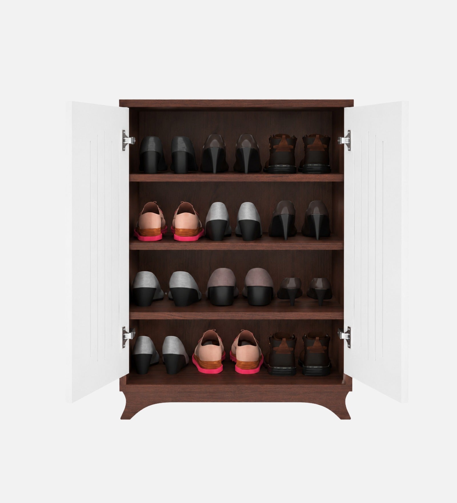 RayTrees Metro Shoe Rack with Open Shelf | Walnut &amp; White