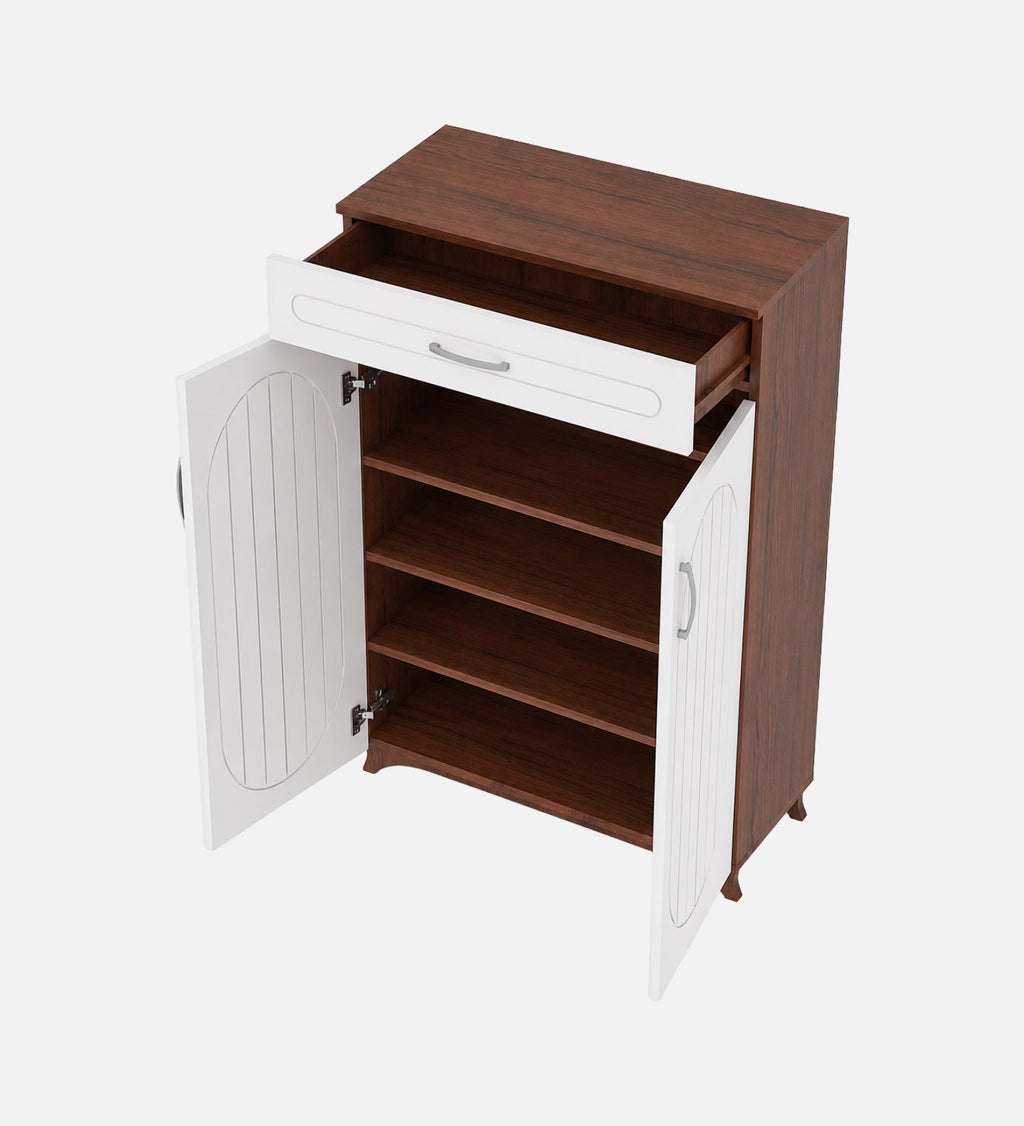 RayTrees Pipevine Shoe Rack with Drawer | Walnut &amp; White