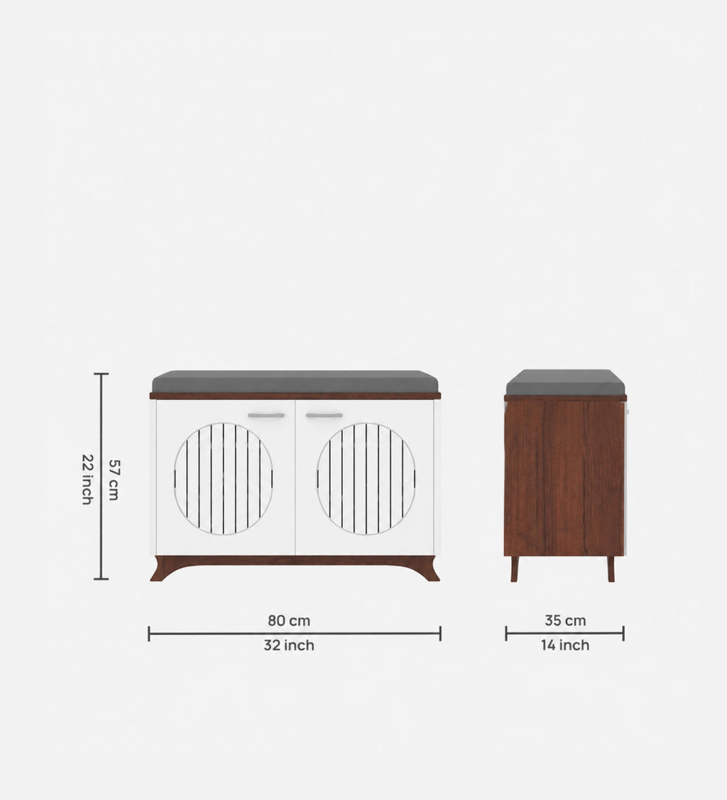 RayTrees Clove 2 Door Shoe Rack with Seating | Walnut &amp; White