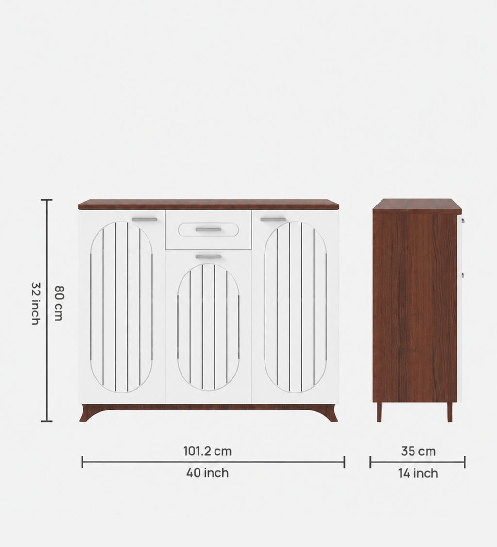 RayTrees Novo Shoe Rack | Walnut &amp; White Two-Tone Finish