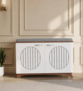 RayTrees Clove 2 Door Shoe Rack with Seating | Walnut &amp; White