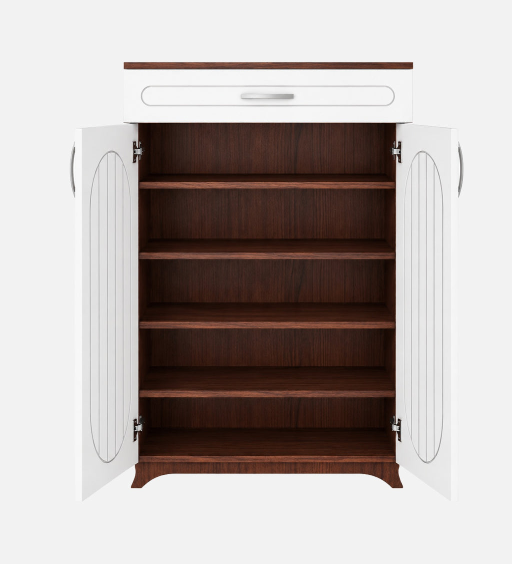 RayTrees Pipevine Shoe Rack with Drawer | Walnut &amp; White