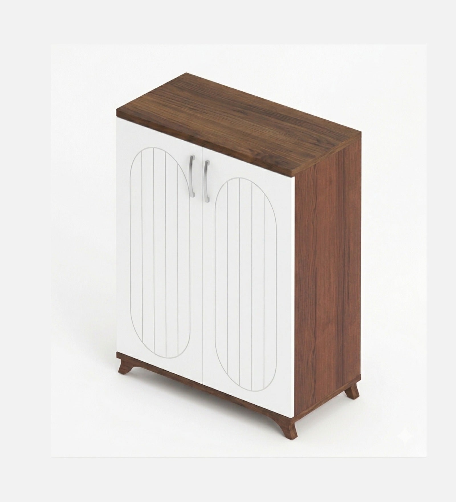 RayTrees Alvo Tilt-Out Shoe Rack | Walnut &amp; White
