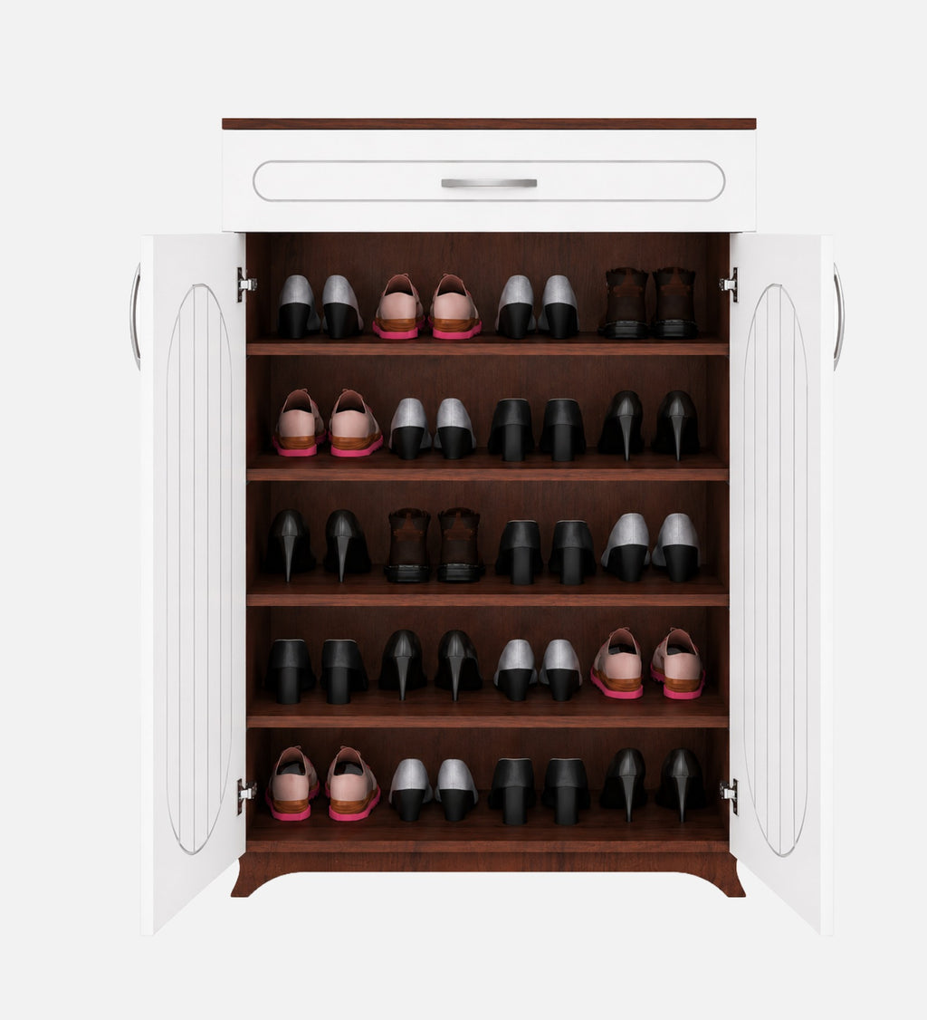RayTrees Pipevine Shoe Rack with Drawer | Walnut &amp; White
