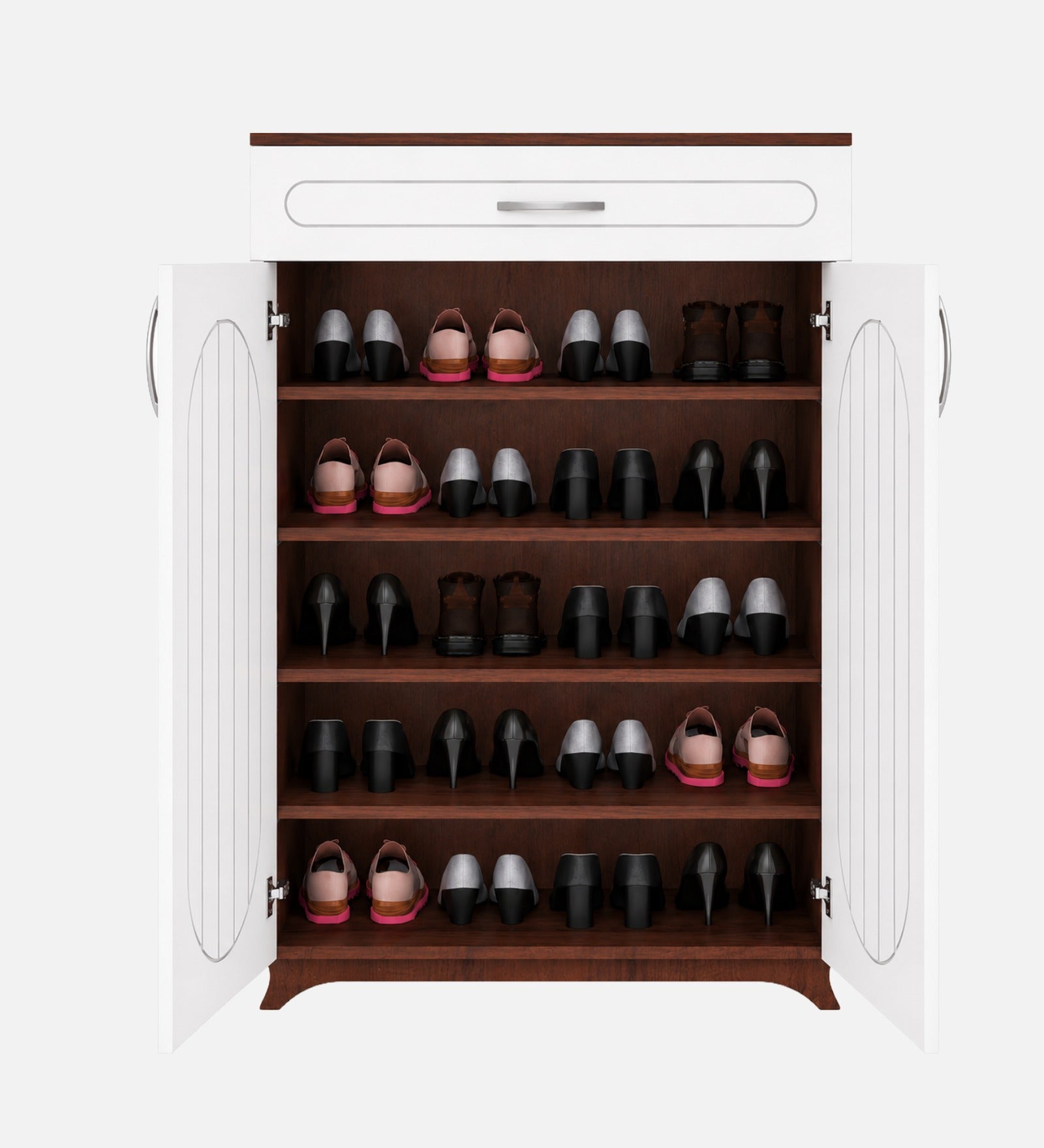 RayTrees Pipevine Shoe Rack with Drawer | Walnut &amp; White