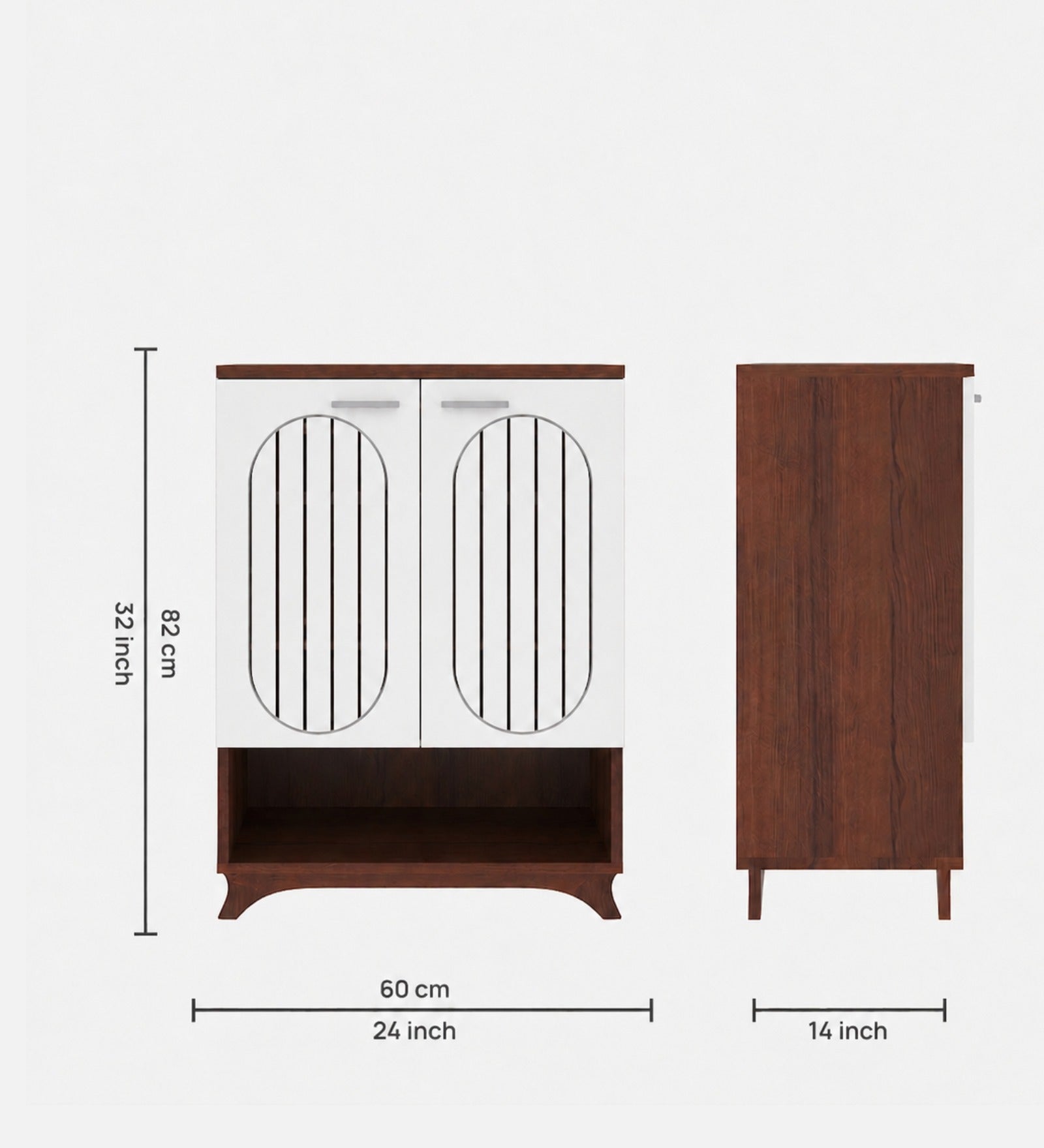 RayTrees Metro Shoe Rack with Open Shelf | Walnut &amp; White