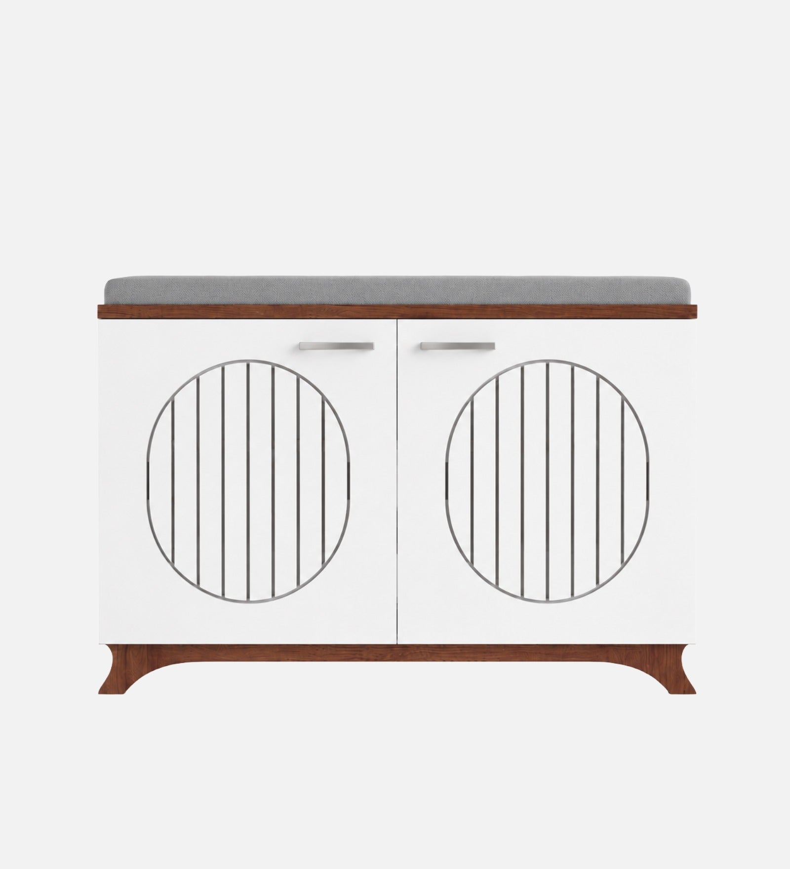RayTrees Clove 2 Door Shoe Rack with Seating | Walnut &amp; White