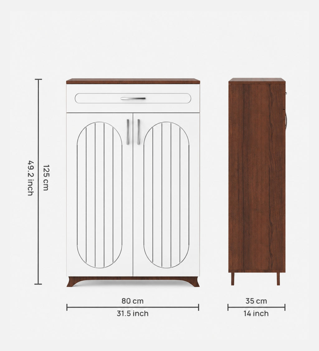 RayTrees Pipevine Shoe Rack with Drawer | Walnut &amp; White