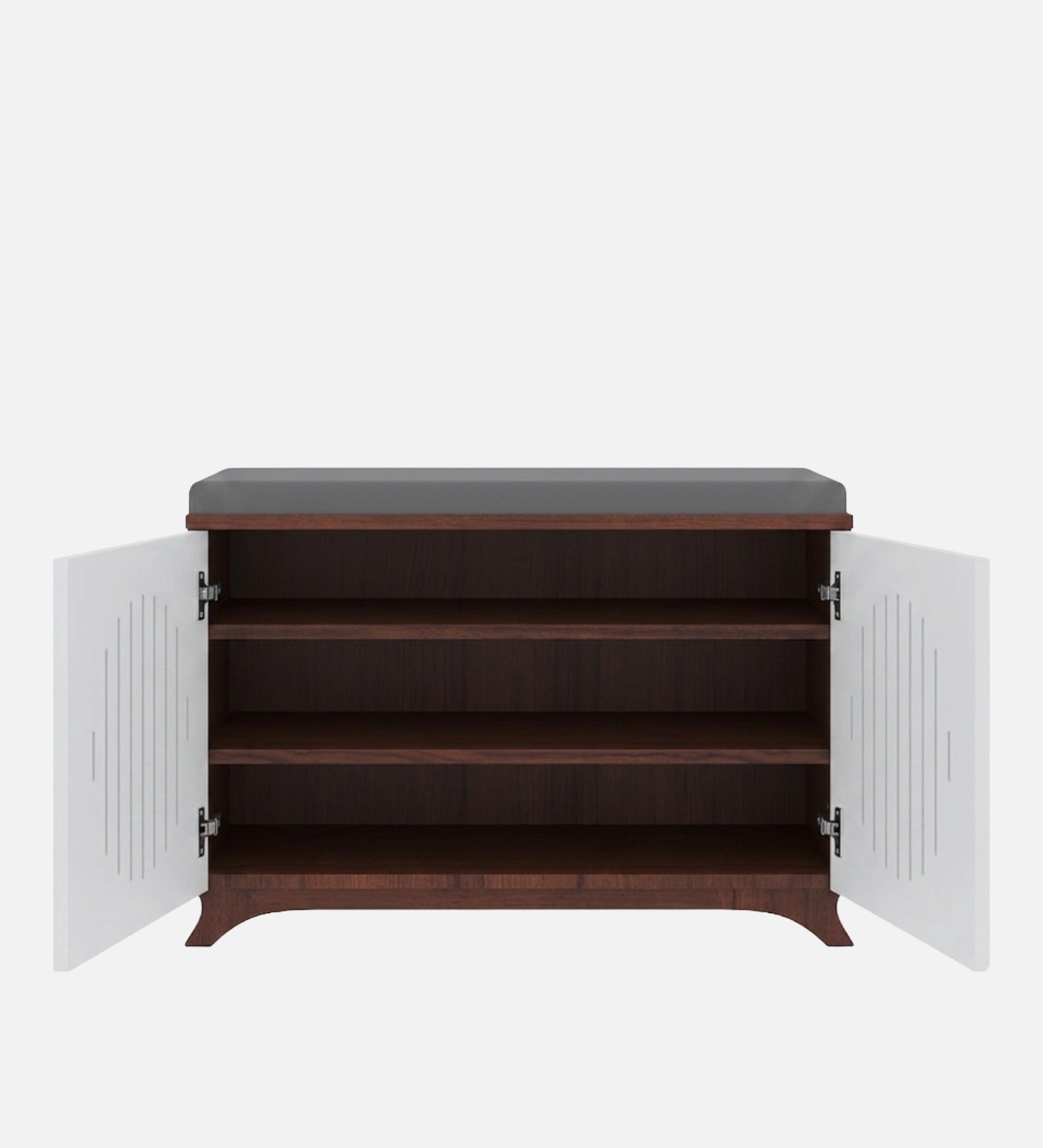 RayTrees Clove 2 Door Shoe Rack with Seating | Walnut &amp; White