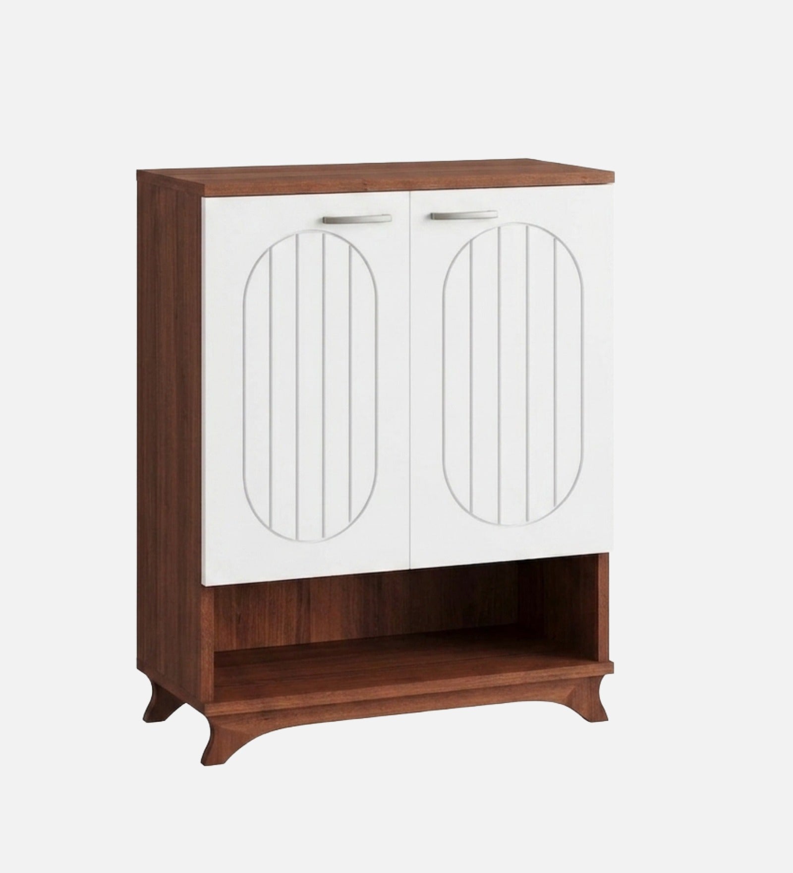 RayTrees Metro Shoe Rack with Open Shelf | Walnut &amp; White