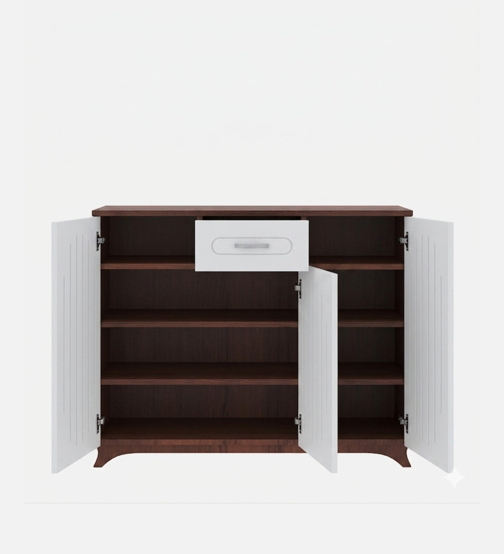 RayTrees Novo Shoe Rack | Walnut &amp; White Two-Tone Finish