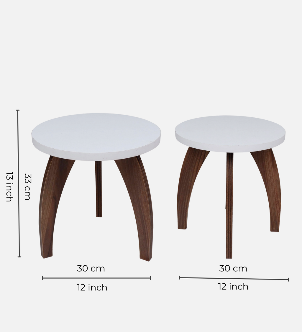 RayTrees Three Leg Round Table | White Finish Stool