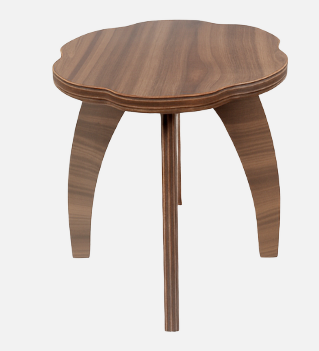 RayTrees Four Leg Wave Table/Stool | Walnut Finish
