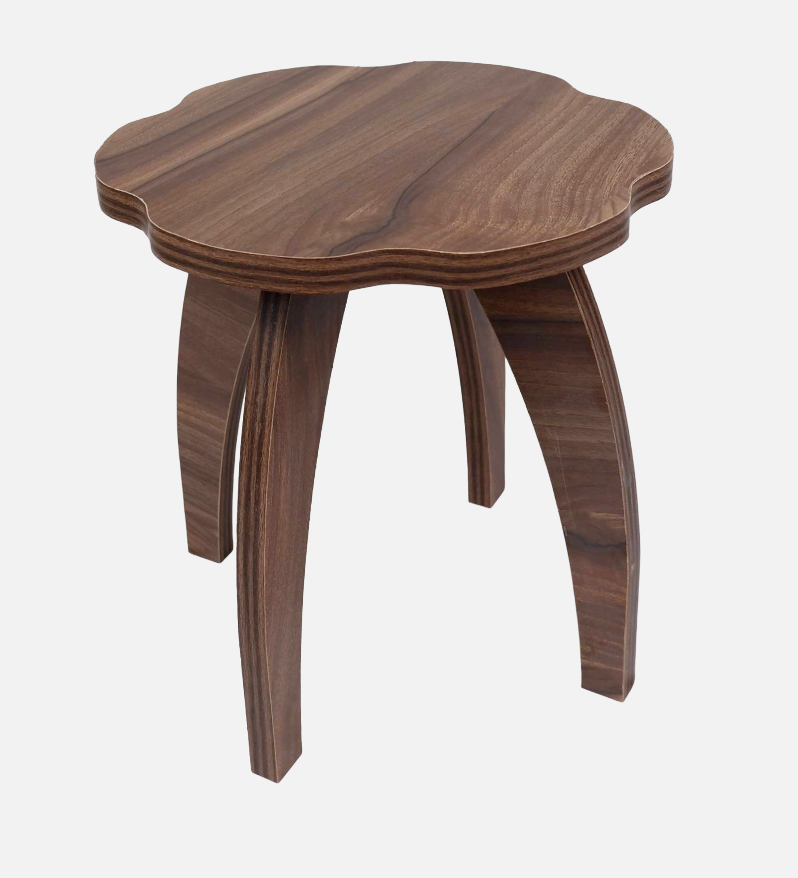 RayTrees Four Leg Wave Table/Stool | Walnut Finish