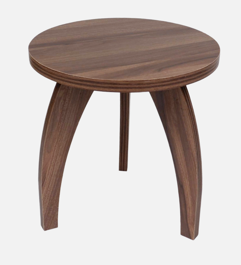 RayTrees Three Leg Round Table | Walnut Finish Stool