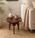 Flower End Table - Walnut Finish Side Table