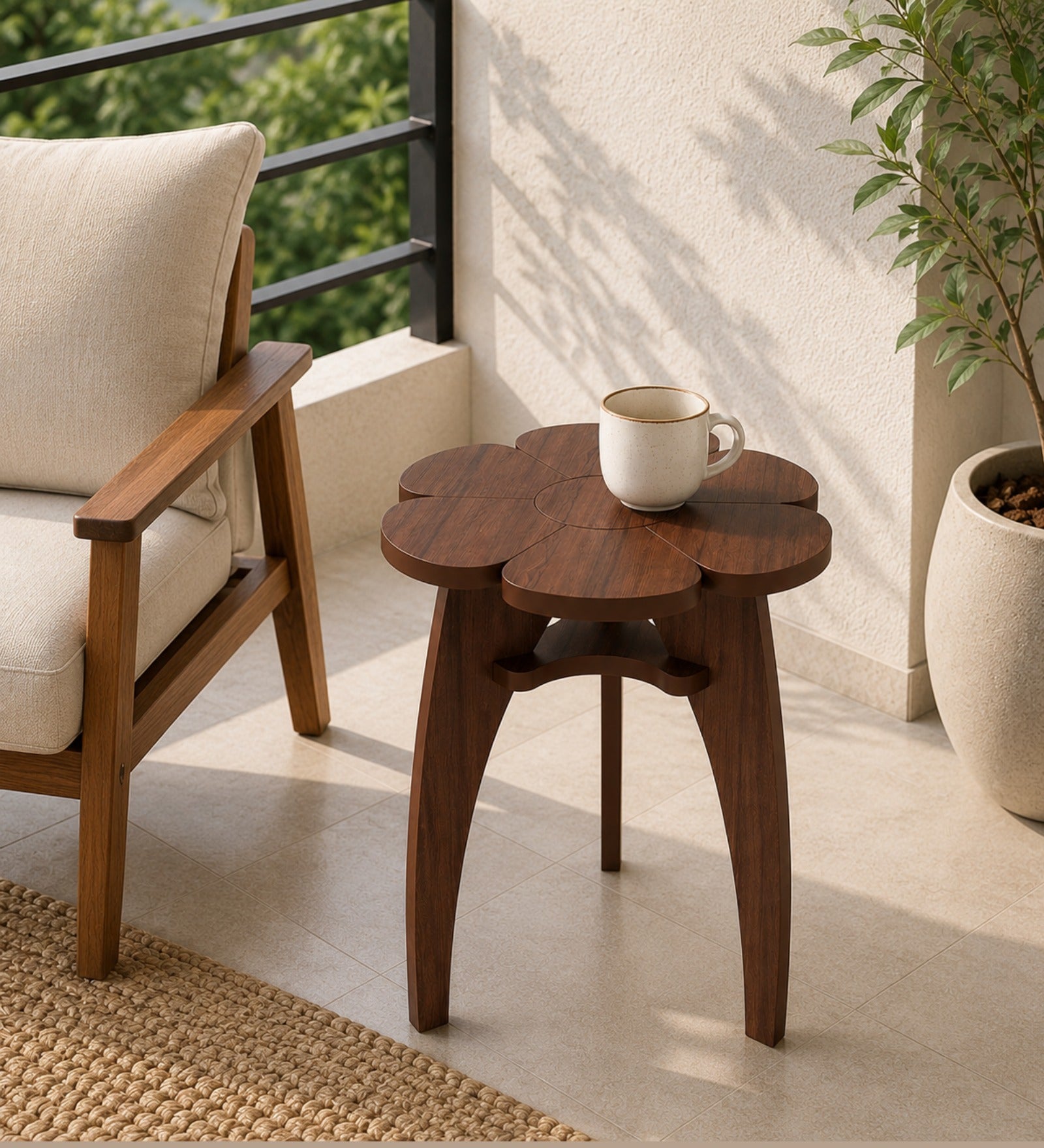 Orca End Table - Walnut Finish Compact Side Table - additional angle 5