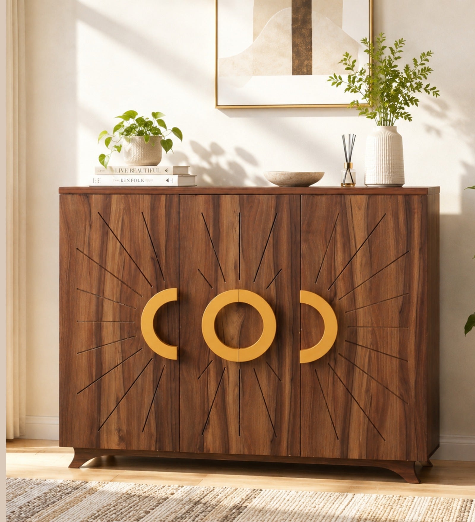 Atlas 22-Pairs 3 Door Shoe Cabinet | Walnut Finish