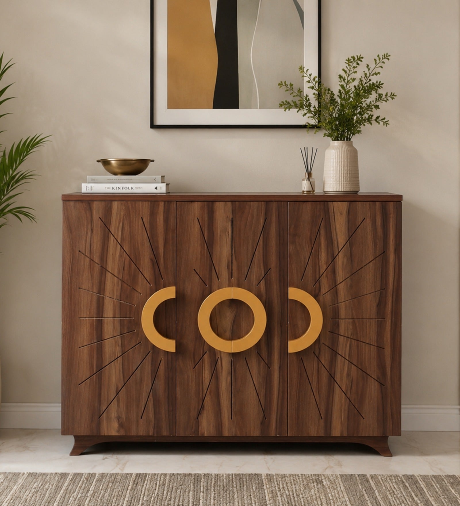 Atlas 22-Pairs 3 Door Shoe Cabinet | Walnut Finish