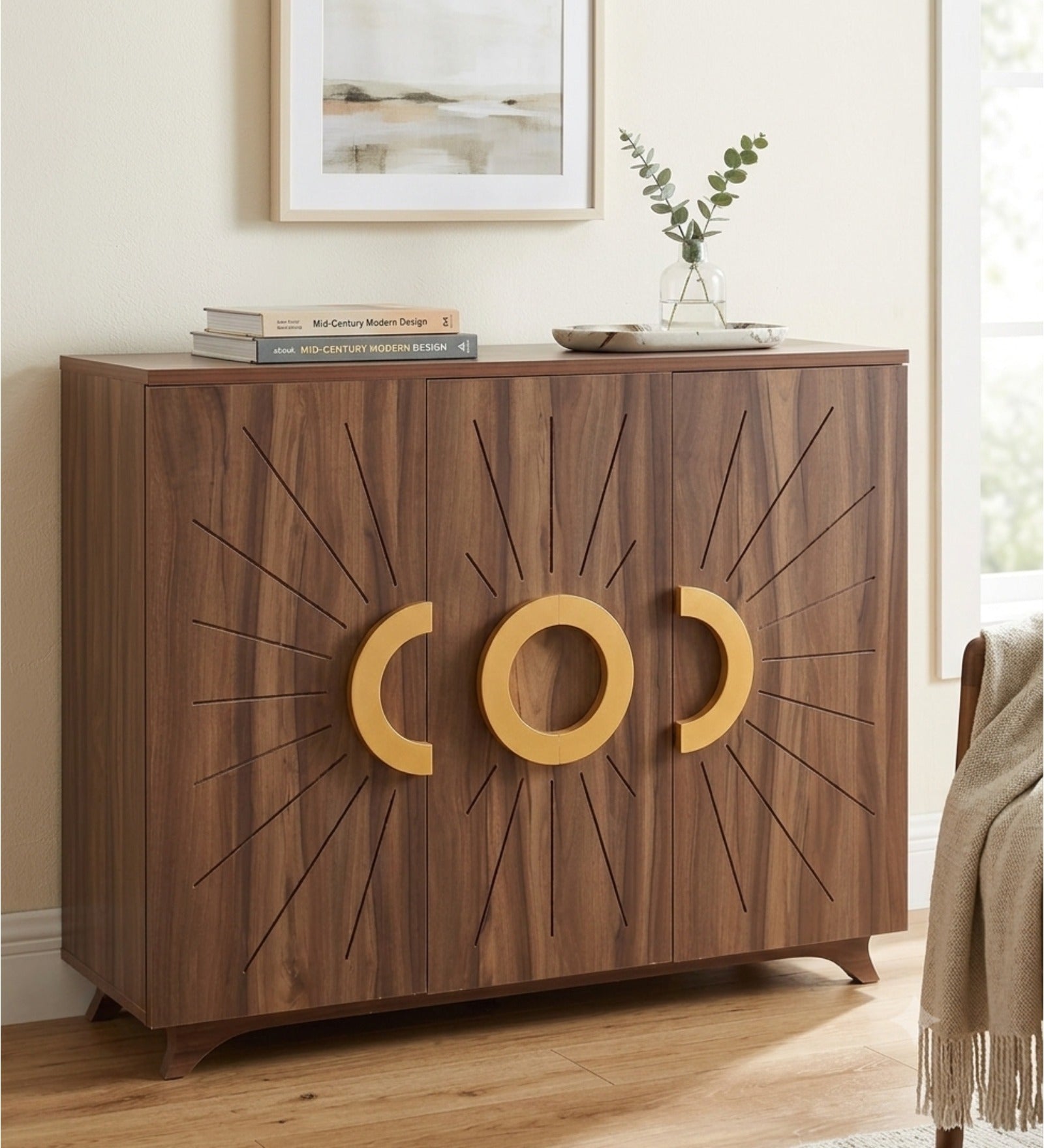 Atlas 22-Pairs 3 Door Shoe Cabinet | Walnut Finish