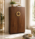 Astra 24-Pairs 2 Door Shoe Cabinet | Walnut Finish